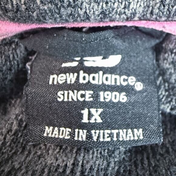 New Balance 1X Full Zip Heather Gray Fleece Jacket Black Trim Women’s Plus - Picture 3 of 5